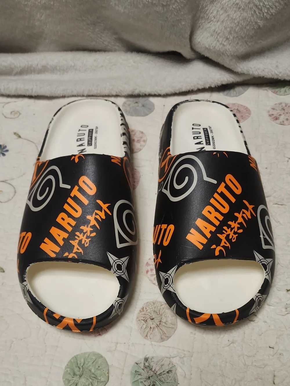 Naruto Black & Orange Slide Sandals for Men